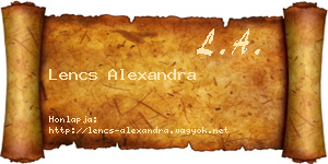 Lencs Alexandra névjegykártya